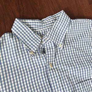 Brooks Brothers Medium Casual Shirt Blue White Plaid Button Down Organic Cotton